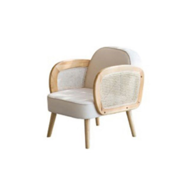 Industrial Upholstered Accent Armchair 4 Legs Wood Frame Armchair Ivory Faux Leather 1 Piece Clearhalo 'Accent Chairs' 'accent_chairs' 'Chairs & Seating' 'furn' 'furn_accent_chairs' 'Furniture' 'Living Room Furniture' 6851370