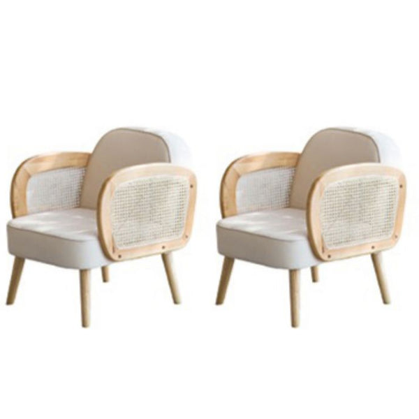 Industrial Upholstered Accent Armchair 4 Legs Wood Frame Armchair Ivory Faux Leather 2 Piece Set Clearhalo 'Accent Chairs' 'accent_chairs' 'Chairs & Seating' 'furn' 'furn_accent_chairs' 'Furniture' 'Living Room Furniture' 6851371