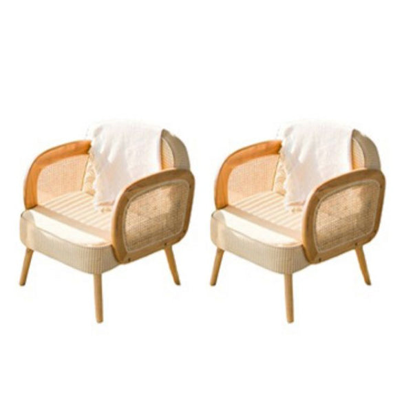 Industrial Upholstered Accent Armchair 4 Legs Wood Frame Armchair Beige Linen 2 Piece Set Clearhalo 'Accent Chairs' 'accent_chairs' 'Chairs & Seating' 'furn' 'furn_accent_chairs' 'Furniture' 'Living Room Furniture' 6851375