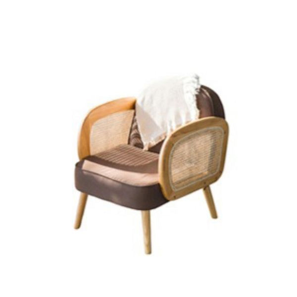 Industrial Upholstered Accent Armchair 4 Legs Wood Frame Armchair Brown Linen 1 Piece Clearhalo 'Accent Chairs' 'accent_chairs' 'Chairs & Seating' 'furn' 'furn_accent_chairs' 'Furniture' 'Living Room Furniture' 6851376