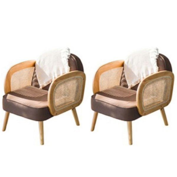 Industrial Upholstered Accent Armchair 4 Legs Wood Frame Armchair Brown Linen 2 Piece Set Clearhalo 'Accent Chairs' 'accent_chairs' 'Chairs & Seating' 'furn' 'furn_accent_chairs' 'Furniture' 'Living Room Furniture' 6851377