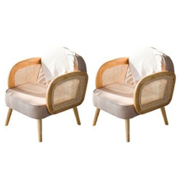Industrial Upholstered Accent Armchair 4 Legs Wood Frame Armchair Khaki Linen 2 Piece Set Clearhalo 'Accent Chairs' 'accent_chairs' 'Chairs & Seating' 'furn' 'furn_accent_chairs' 'Furniture' 'Living Room Furniture' 6851381