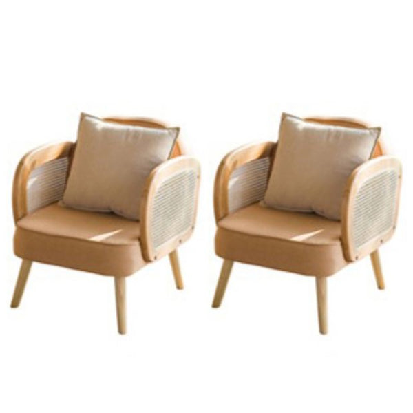 Industrial Upholstered Accent Armchair 4 Legs Wood Frame Armchair Orange Linen 2 Piece Set Clearhalo 'Accent Chairs' 'accent_chairs' 'Chairs & Seating' 'furn' 'furn_accent_chairs' 'Furniture' 'Living Room Furniture' 6851383