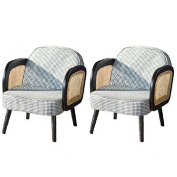 Industrial Upholstered Accent Armchair 4 Legs Wood Frame Armchair Houndstooth pattern Linen 2 Piece Set Clearhalo 'Accent Chairs' 'accent_chairs' 'Chairs & Seating' 'furn' 'furn_accent_chairs' 'Furniture' 'Living Room Furniture' 6851385