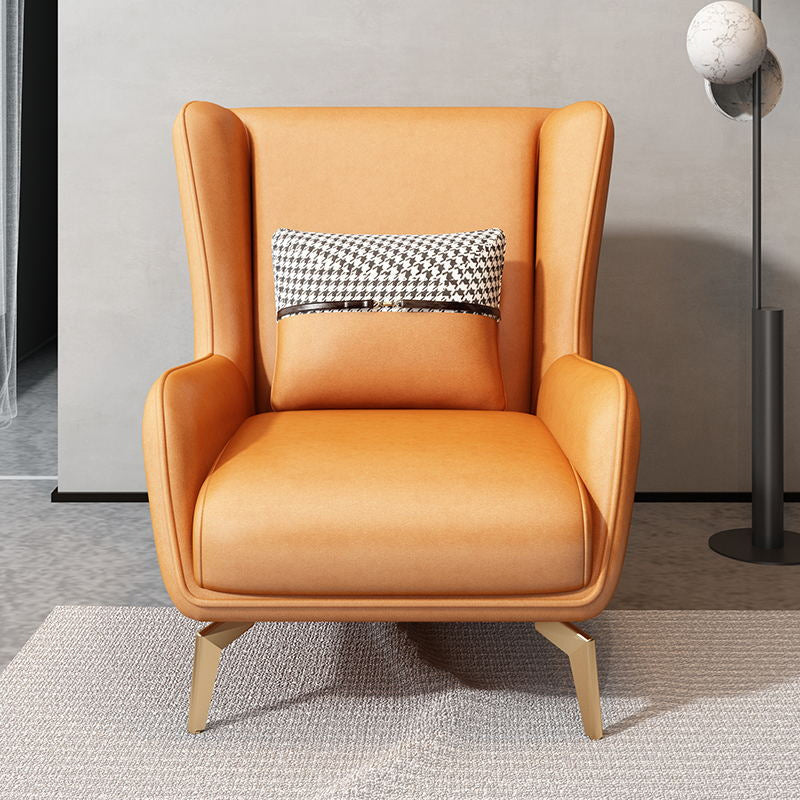 Glam Style Pu Leather Wingback Chair Pillow Back Flared Arm Chair Clearhalo 'Accent Chairs' 'accent_chairs' 'Chairs & Seating' 'furn' 'furn_accent_chairs' 'Furniture' 'Living Room Furniture' 6851629