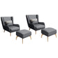Glam Style Pu Leather Wingback Chair Pillow Back Flared Arm Chair Dark Gray 2 Piece Set With Ottoman Clearhalo 'Accent Chairs' 'accent_chairs' 'Chairs & Seating' 'furn' 'furn_accent_chairs' 'Furniture' 'Living Room Furniture' 6851630