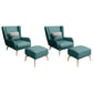 Glam Style Pu Leather Wingback Chair Pillow Back Flared Arm Chair Green 2 Piece Set With Ottoman Clearhalo 'Accent Chairs' 'accent_chairs' 'Chairs & Seating' 'furn' 'furn_accent_chairs' 'Furniture' 'Living Room Furniture' 6851642