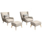 Glam Style Pu Leather Wingback Chair Pillow Back Flared Arm Chair Off-White 2 Piece Set With Ottoman Clearhalo 'Accent Chairs' 'accent_chairs' 'Chairs & Seating' 'furn' 'furn_accent_chairs' 'Furniture' 'Living Room Furniture' 6851652