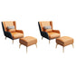 Glam Style Pu Leather Wingback Chair Pillow Back Flared Arm Chair Dark Gray Orange 2 Piece Set With Ottoman Clearhalo 'Accent Chairs' 'accent_chairs' 'Chairs & Seating' 'furn' 'furn_accent_chairs' 'Furniture' 'Living Room Furniture' 6851654