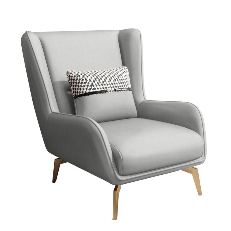 Glam Style Pu Leather Wingback Chair Pillow Back Flared Arm Chair Light Gray 1 Piece Without Ottoman Clearhalo 'Accent Chairs' 'accent_chairs' 'Chairs & Seating' 'furn' 'furn_accent_chairs' 'Furniture' 'Living Room Furniture' 6851659