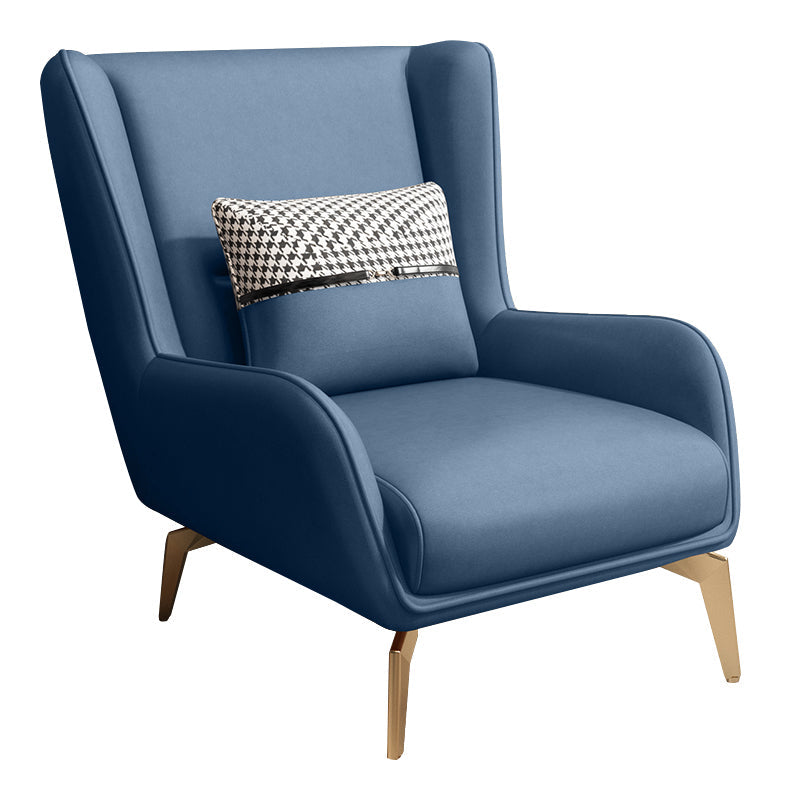 Glam Style Pu Leather Wingback Chair Pillow Back Flared Arm Chair Royal Blue 1 Piece Without Ottoman Clearhalo 'Accent Chairs' 'accent_chairs' 'Chairs & Seating' 'furn' 'furn_accent_chairs' 'Furniture' 'Living Room Furniture' 6851661