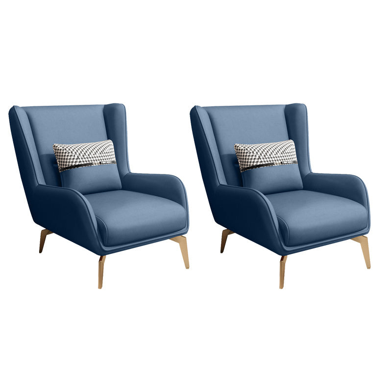 Glam Style Pu Leather Wingback Chair Pillow Back Flared Arm Chair Royal Blue 2 Piece Set Without Ottoman Clearhalo 'Accent Chairs' 'accent_chairs' 'Chairs & Seating' 'furn' 'furn_accent_chairs' 'Furniture' 'Living Room Furniture' 6851662