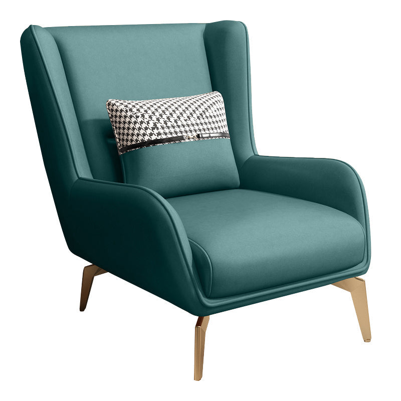 Glam Style Pu Leather Wingback Chair Pillow Back Flared Arm Chair Green 1 Piece Without Ottoman Clearhalo 'Accent Chairs' 'accent_chairs' 'Chairs & Seating' 'furn' 'furn_accent_chairs' 'Furniture' 'Living Room Furniture' 6851663
