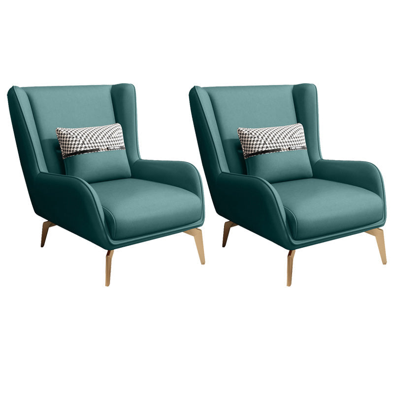 Glam Style Pu Leather Wingback Chair Pillow Back Flared Arm Chair Green 2 Piece Set Without Ottoman Clearhalo 'Accent Chairs' 'accent_chairs' 'Chairs & Seating' 'furn' 'furn_accent_chairs' 'Furniture' 'Living Room Furniture' 6851664