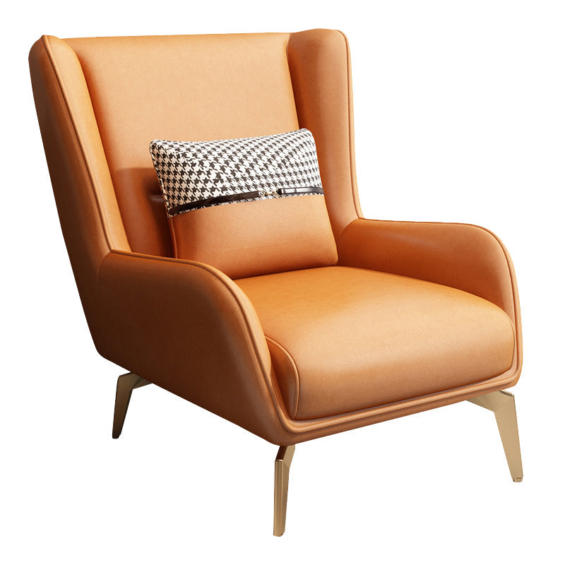 Glam Style Pu Leather Wingback Chair Pillow Back Flared Arm Chair Orange 1 Piece Without Ottoman Clearhalo 'Accent Chairs' 'accent_chairs' 'Chairs & Seating' 'furn' 'furn_accent_chairs' 'Furniture' 'Living Room Furniture' 6851669