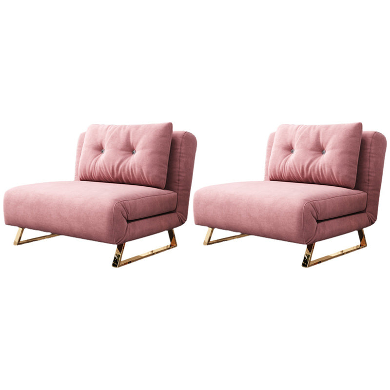 Glam Style Sled Convertible Chair Tufted Back Armless Chair in Pink 2 Piece Set Clearhalo 'Accent Chairs' 'accent_chairs' 'Chairs & Seating' 'furn' 'furn_accent_chairs' 'Furniture' 'Living Room Furniture' 6851681
