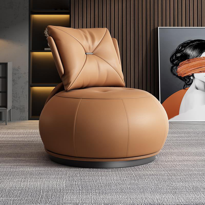 Modern Pillow Back Armless Leather Living Room Parsons Chair Orange 1 Piece Clearhalo 'Accent Chairs' 'accent_chairs' 'Chairs & Seating' 'furn' 'furn_accent_chairs' 'Furniture' 'Living Room Furniture' 6851696