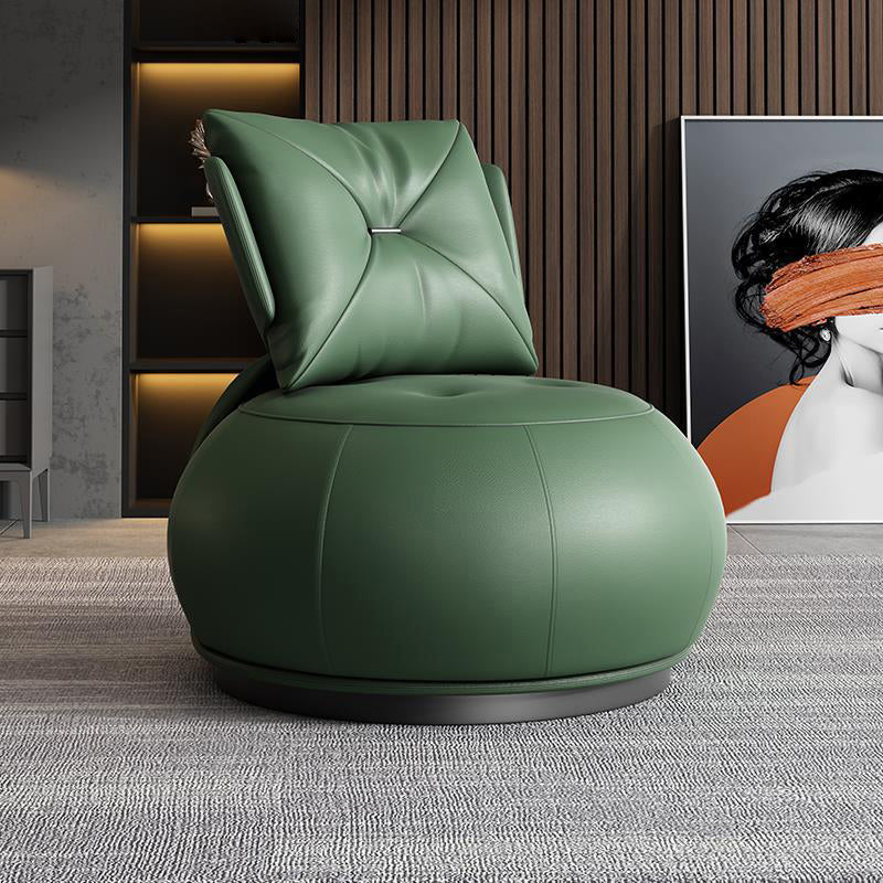 Modern Pillow Back Armless Leather Living Room Parsons Chair Green 1 Piece Clearhalo 'Accent Chairs' 'accent_chairs' 'Chairs & Seating' 'furn' 'furn_accent_chairs' 'Furniture' 'Living Room Furniture' 6851699