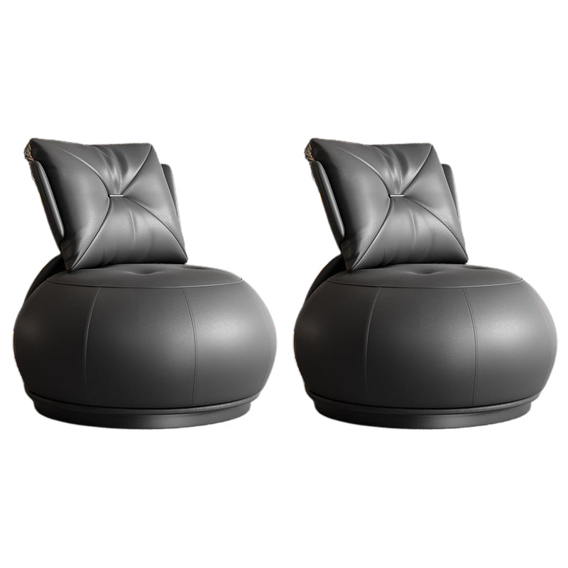 Modern Pillow Back Armless Leather Living Room Parsons Chair Gloss Black 2 Piece Set Clearhalo 'Accent Chairs' 'accent_chairs' 'Chairs & Seating' 'furn' 'furn_accent_chairs' 'Furniture' 'Living Room Furniture' 6851703