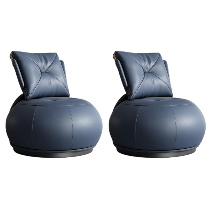 Modern Pillow Back Armless Leather Living Room Parsons Chair Blue 2 Piece Set Clearhalo 'Accent Chairs' 'accent_chairs' 'Chairs & Seating' 'furn' 'furn_accent_chairs' 'Furniture' 'Living Room Furniture' 6851705