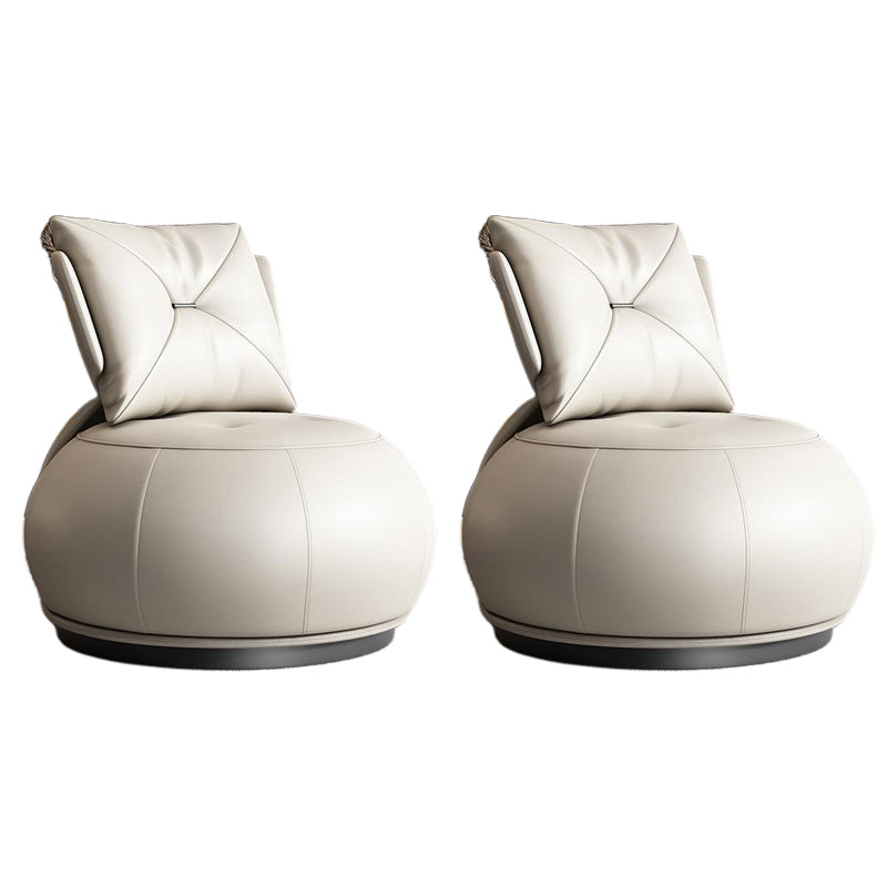 Modern Pillow Back Armless Leather Living Room Parsons Chair Khaki 2 Piece Set Clearhalo 'Accent Chairs' 'accent_chairs' 'Chairs & Seating' 'furn' 'furn_accent_chairs' 'Furniture' 'Living Room Furniture' 6851707