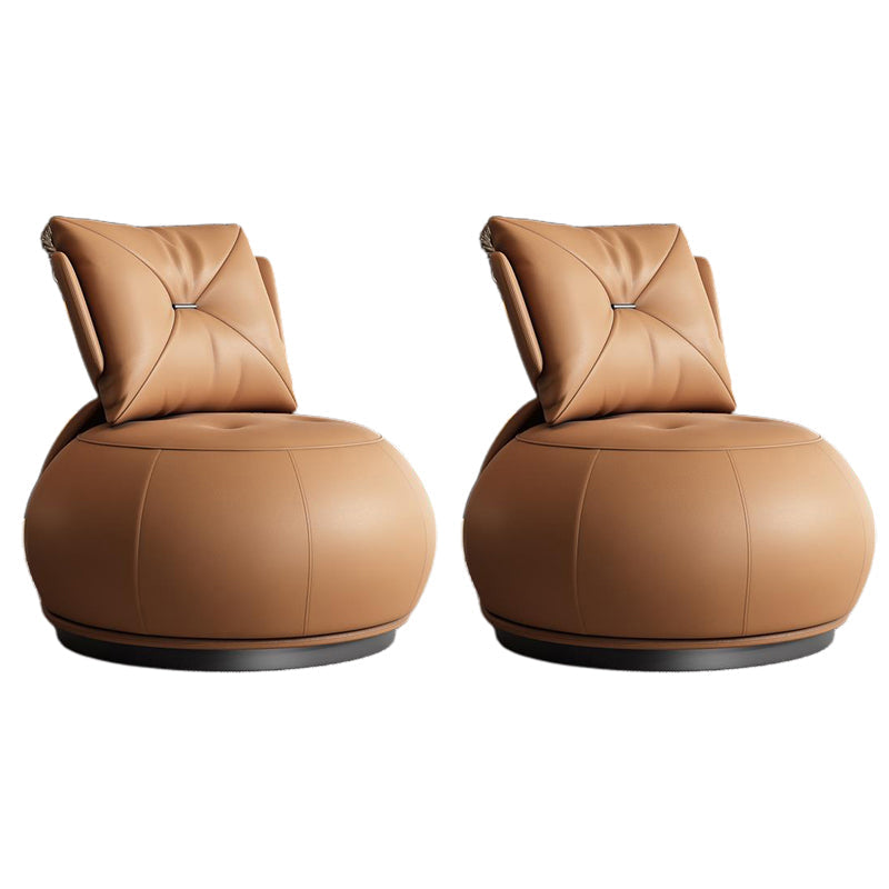 Modern Pillow Back Armless Leather Living Room Parsons Chair Orange 2 Piece Set Clearhalo 'Accent Chairs' 'accent_chairs' 'Chairs & Seating' 'furn' 'furn_accent_chairs' 'Furniture' 'Living Room Furniture' 6851709