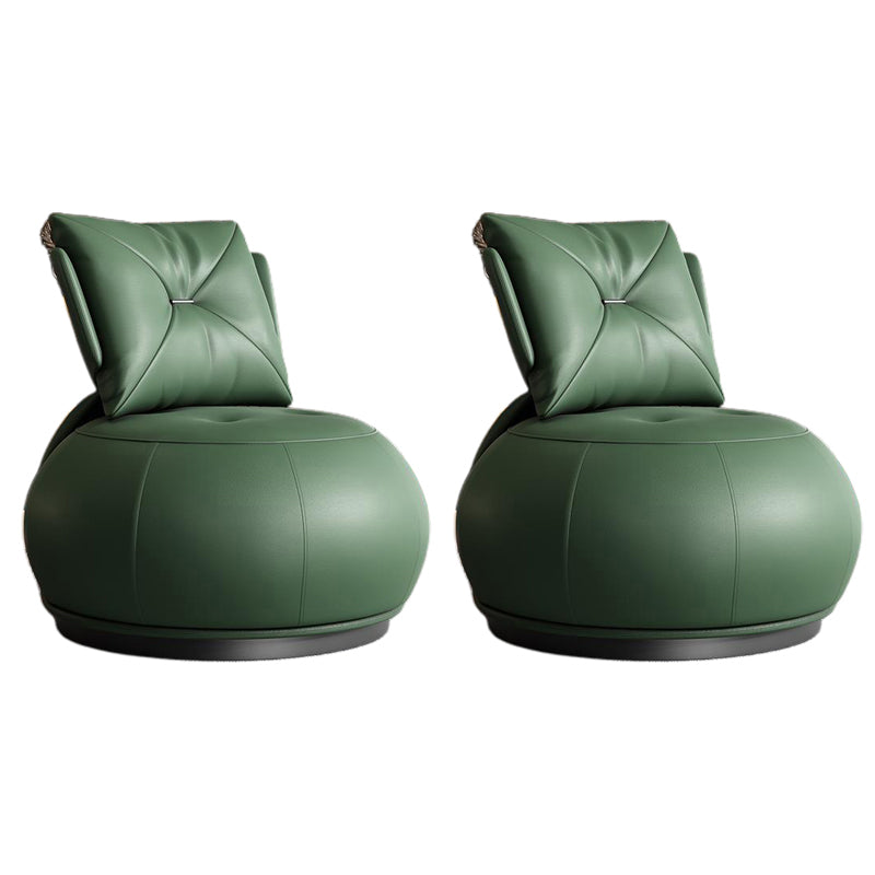 Modern Pillow Back Armless Leather Living Room Parsons Chair Green 2 Piece Set Clearhalo 'Accent Chairs' 'accent_chairs' 'Chairs & Seating' 'furn' 'furn_accent_chairs' 'Furniture' 'Living Room Furniture' 6851711