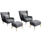 Glam Armchair Fixed Back Flared Arms Basic Four Legs Gold Base Accent Chair Grey 2 Piece Set With Ottoman Clearhalo 'Accent Chairs' 'accent_chairs' 'Chairs & Seating' 'furn' 'furn_accent_chairs' 'Furniture' 'Living Room Furniture' 6851717