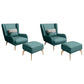 Glam Armchair Fixed Back Flared Arms Basic Four Legs Gold Base Accent Chair Green 2 Piece Set With Ottoman Clearhalo 'Accent Chairs' 'accent_chairs' 'Chairs & Seating' 'furn' 'furn_accent_chairs' 'Furniture' 'Living Room Furniture' 6851726