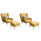 Glam Armchair Fixed Back Flared Arms Basic Four Legs Gold Base Accent Chair Lemon Yellow 2 Piece Set With Ottoman Clearhalo 'Accent Chairs' 'accent_chairs' 'Chairs & Seating' 'furn' 'furn_accent_chairs' 'Furniture' 'Living Room Furniture' 6851730