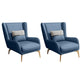 Glam Armchair Fixed Back Flared Arms Basic Four Legs Gold Base Accent Chair Blue 2 Piece Set Without Ottoman Clearhalo 'Accent Chairs' 'accent_chairs' 'Chairs & Seating' 'furn' 'furn_accent_chairs' 'Furniture' 'Living Room Furniture' 6851746