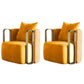 Glam Arm Chair Solid Color Pillow Back Gold Base Arms Included Armchair