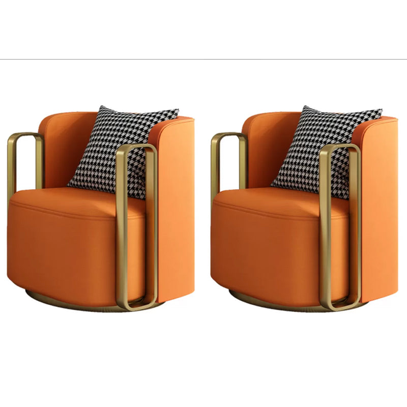 Glam Arm Chair Solid Color Pillow Back Gold Base Arms Included Armchair