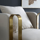 Glam Arm Chair Solid Color Pillow Back Gold Base Arms Included Armchair