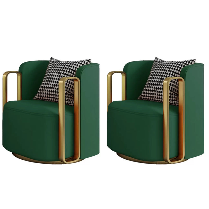 Glam Arm Chair Solid Color Pillow Back Gold Base Arms Included Armchair