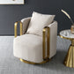 Glam Arm Chair Solid Color Pillow Back Gold Base Arms Included Armchair