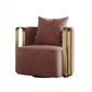 Glam Arm Chair Solid Color Pillow Back Gold Base Arms Included Armchair