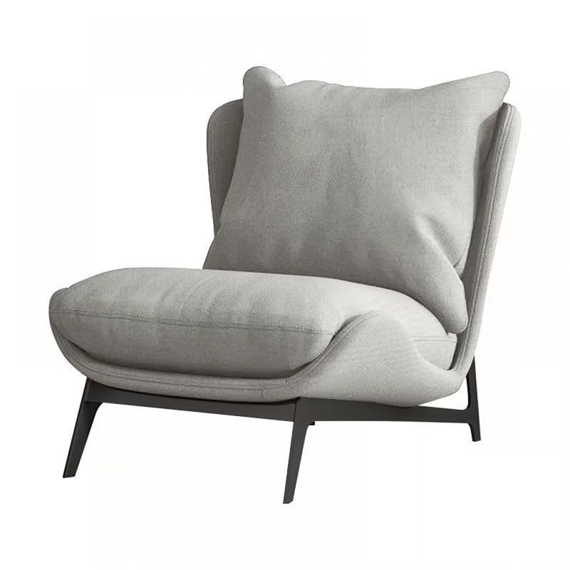 Mid-century Modern Leather Slipper Accent Chair Pillow Back Armless Chair Grey 1 Piece Clearhalo 'Accent Chairs' 'accent_chairs' 'Chairs & Seating' 'furn' 'furn_accent_chairs' 'Furniture' 'Living Room Furniture' 6851800