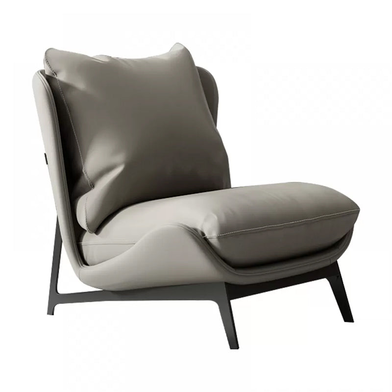 Mid-century Modern Leather Slipper Accent Chair Pillow Back Armless Chair Dark Gray 1 Piece Clearhalo 'Accent Chairs' 'accent_chairs' 'Chairs & Seating' 'furn' 'furn_accent_chairs' 'Furniture' 'Living Room Furniture' 6851802