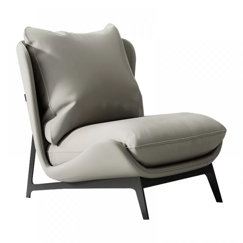 Mid-century Modern Leather Slipper Accent Chair Pillow Back Armless Chair Light Gray 1 Piece Clearhalo 'Accent Chairs' 'accent_chairs' 'Chairs & Seating' 'furn' 'furn_accent_chairs' 'Furniture' 'Living Room Furniture' 6851804
