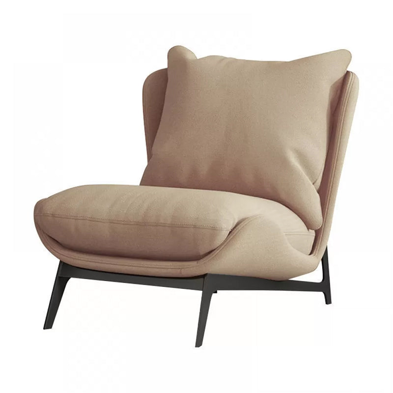 Mid-century Modern Leather Slipper Accent Chair Pillow Back Armless Chair Khaki 1 Piece Clearhalo 'Accent Chairs' 'accent_chairs' 'Chairs & Seating' 'furn' 'furn_accent_chairs' 'Furniture' 'Living Room Furniture' 6851808