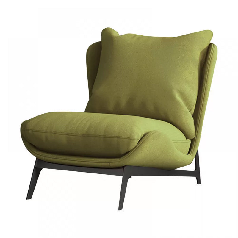 Mid-century Modern Leather Slipper Accent Chair Pillow Back Armless Chair Olive Green 1 Piece Clearhalo 'Accent Chairs' 'accent_chairs' 'Chairs & Seating' 'furn' 'furn_accent_chairs' 'Furniture' 'Living Room Furniture' 6851809