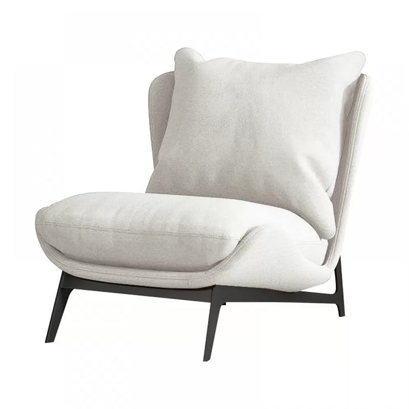 Mid-century Modern Leather Slipper Accent Chair Pillow Back Armless Chair Off-White 1 Piece Clearhalo 'Accent Chairs' 'accent_chairs' 'Chairs & Seating' 'furn' 'furn_accent_chairs' 'Furniture' 'Living Room Furniture' 6851818