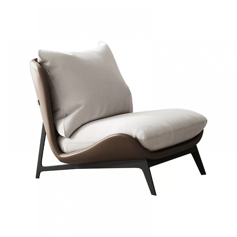 Mid-century Modern Leather Slipper Accent Chair Pillow Back Armless Chair Beige Brown 1 Piece Clearhalo 'Accent Chairs' 'accent_chairs' 'Chairs & Seating' 'furn' 'furn_accent_chairs' 'Furniture' 'Living Room Furniture' 6851823