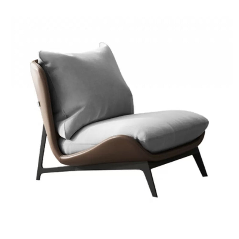 Mid-century Modern Leather Slipper Accent Chair Pillow Back Armless Chair Light Gray-Brown 1 Piece Clearhalo 'Accent Chairs' 'accent_chairs' 'Chairs & Seating' 'furn' 'furn_accent_chairs' 'Furniture' 'Living Room Furniture' 6851828