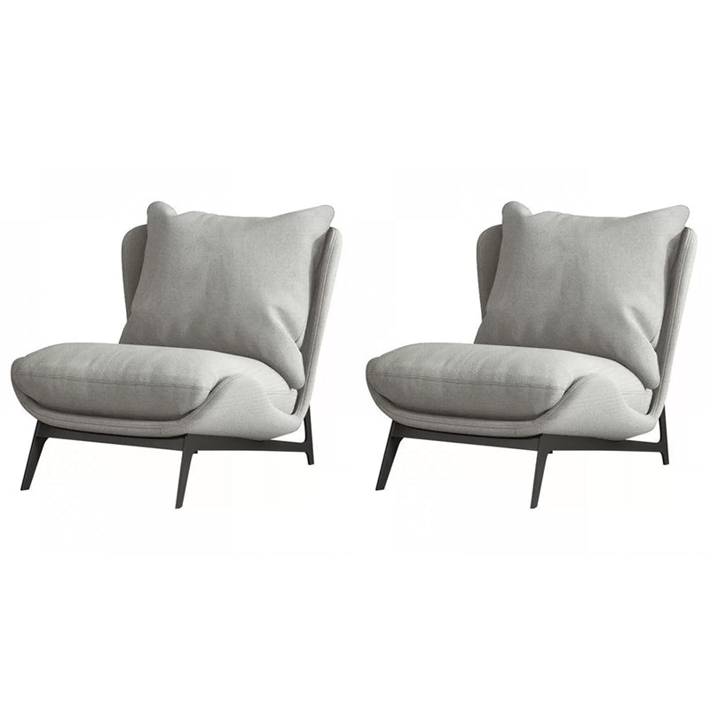 Mid-century Modern Leather Slipper Accent Chair Pillow Back Armless Chair Grey 2 Piece Set Clearhalo 'Accent Chairs' 'accent_chairs' 'Chairs & Seating' 'furn' 'furn_accent_chairs' 'Furniture' 'Living Room Furniture' 6851829