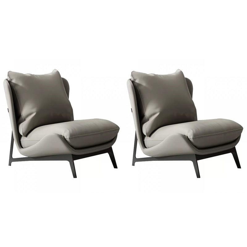 Mid-century Modern Leather Slipper Accent Chair Pillow Back Armless Chair Dark Gray 2 Piece Set Clearhalo 'Accent Chairs' 'accent_chairs' 'Chairs & Seating' 'furn' 'furn_accent_chairs' 'Furniture' 'Living Room Furniture' 6851830