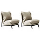 Mid-century Modern Leather Slipper Accent Chair Pillow Back Armless Chair Cream Gray 2 Piece Set Clearhalo 'Accent Chairs' 'accent_chairs' 'Chairs & Seating' 'furn' 'furn_accent_chairs' 'Furniture' 'Living Room Furniture' 6851835