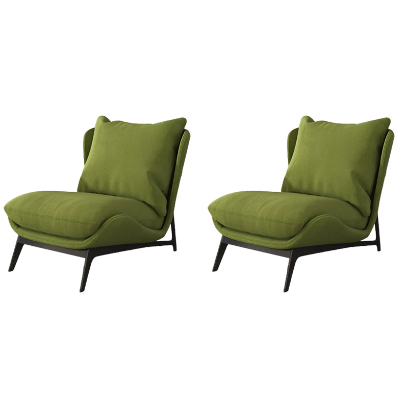 Mid-century Modern Leather Slipper Accent Chair Pillow Back Armless Chair Fruit Green 2 Piece Set Clearhalo 'Accent Chairs' 'accent_chairs' 'Chairs & Seating' 'furn' 'furn_accent_chairs' 'Furniture' 'Living Room Furniture' 6851837