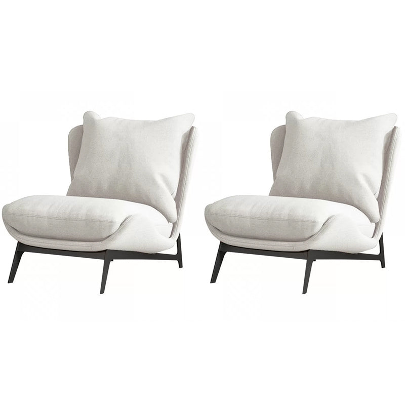 Mid-century Modern Leather Slipper Accent Chair Pillow Back Armless Chair Off-White 2 Piece Set Clearhalo 'Accent Chairs' 'accent_chairs' 'Chairs & Seating' 'furn' 'furn_accent_chairs' 'Furniture' 'Living Room Furniture' 6851838